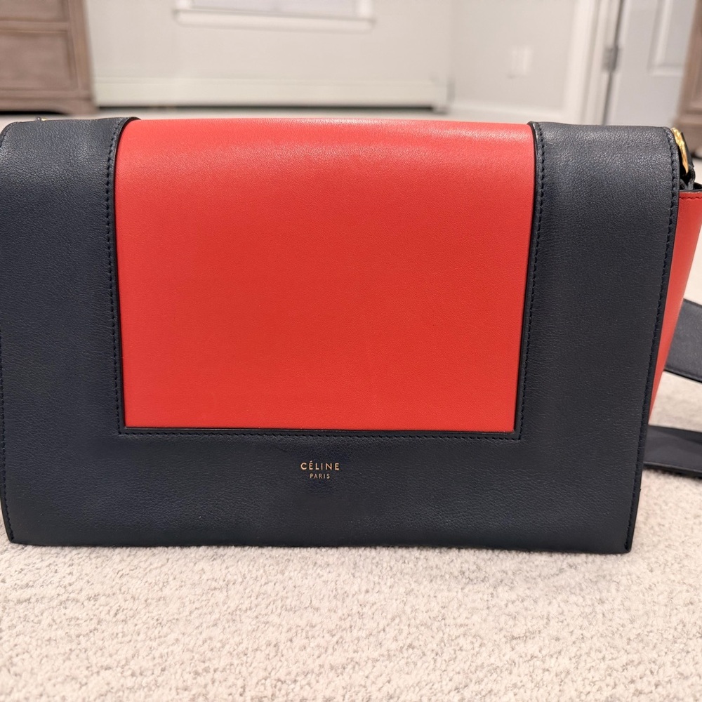 Celine Black and Red Leather Shoulder Bag